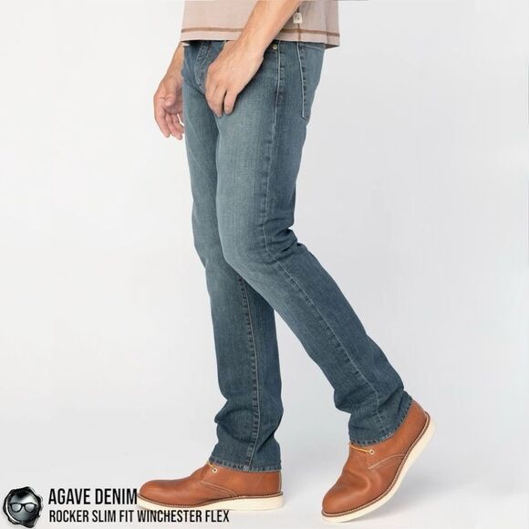 AGAVE DENIM ROCKER SLIM FIT WINCHESTER FLEX BLUE JEANS IN JAPANESE BROWN/INDIGO - Picture 5 of 15